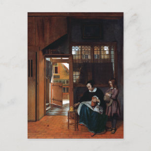 Pieter de Hooch A Woman Preparing Bread and Butter Postcard