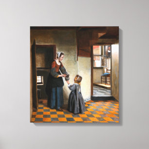 Pieter de Hooch A Woman with a Child in a Pantry Canvas Print