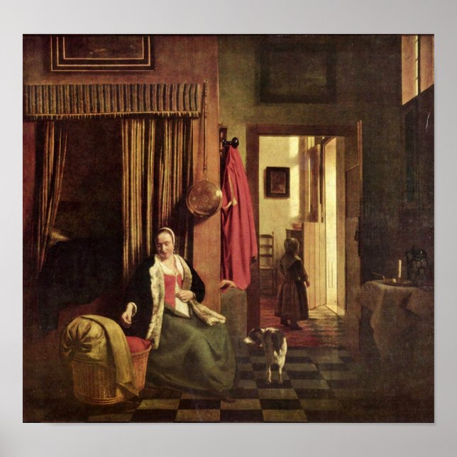Pieter de Hooch - mother at the cradle Poster (Front)