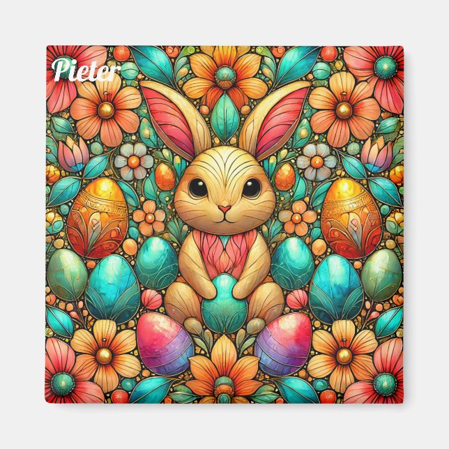 PIETER ~ Easter Bunny and Eggs ~  Magnet (Front)