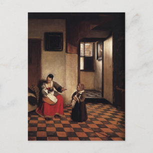 Pieter Hooch- A Woman with a Baby in Her Lap Postcard