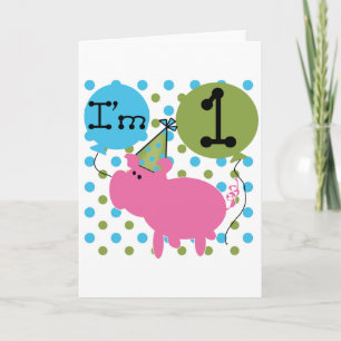 Pig 1st Birthday Tshirts and Gifts Card