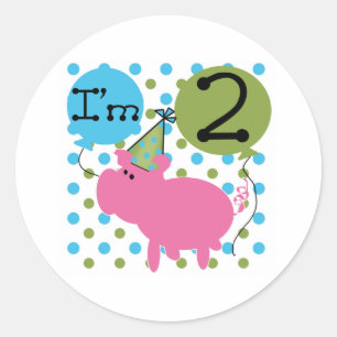 Pig 2nd Birthday Classic Round Sticker