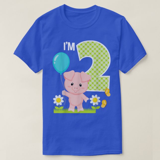 Pig 2nd Birthday Girl 2 Year Old Birthday Cute Pig T-Shirt (Design Front)