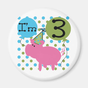 Pig 3rd Birthday Tshirts and Gifts Magnet