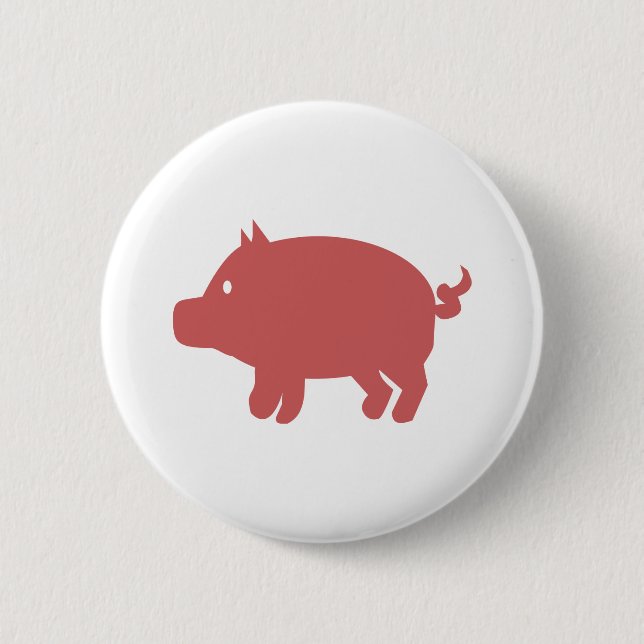 Pig 6 Cm Round Badge (Front)