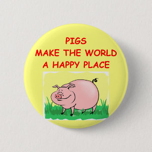 pig 6 cm round badge