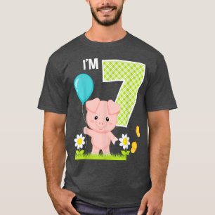 Pig 7th Birthday Toddler 7 Year Old Birthday Boy P T-Shirt