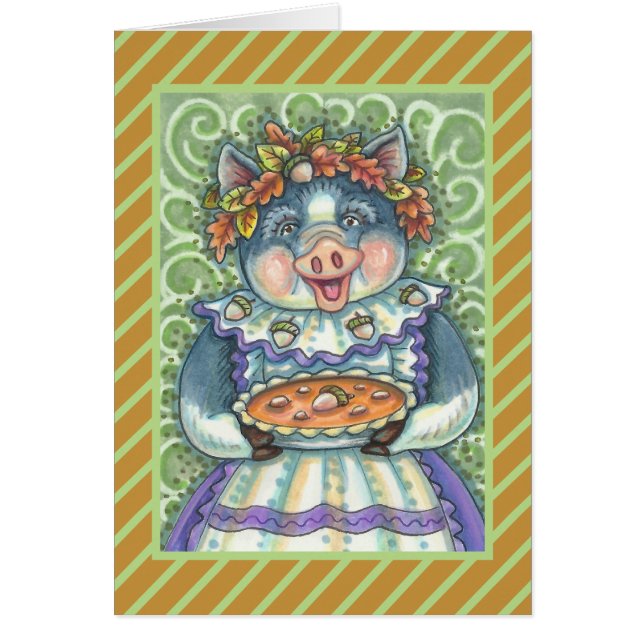 PIG & ACORN PIE THANKSGIVING GREETING CARD Blank (Front)