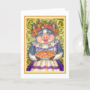PIG & ACORN PIE, THANKSGIVING MADE WITH LOVE HOLIDAY CARD