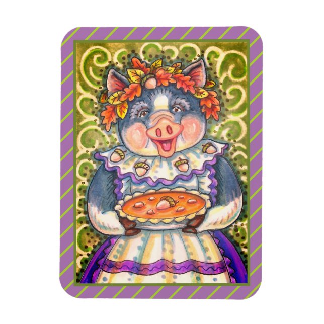PIG & ACORN PIE, THANKSGIVING MADE WITH LOVE MAGNET (Vertical)