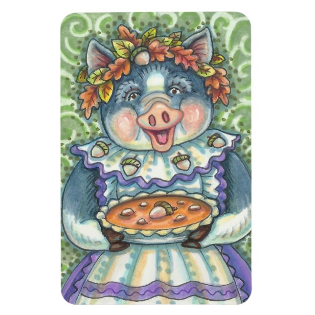 PIG & ACORN PIE, THANKSGIVING MADE WITH LOVE MAGNET (Vertical)