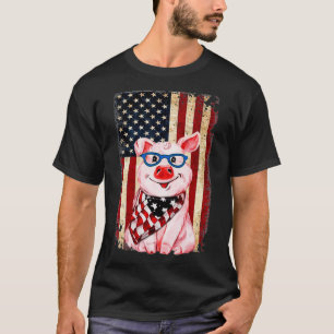 Pig American Flag 4th Of July Funny Farmers Patrio T-Shirt