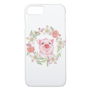 Pig and flowers iPhone 8/7 case