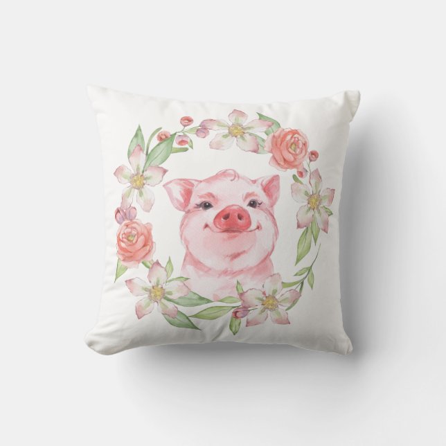 Pig and flowers cushion (Front)