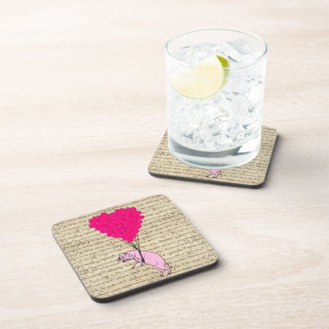 Pig and heart balloons coaster (Right Side)