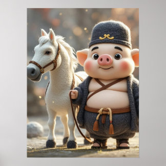 Pig and His Steed: Journey of Whimsy Poster
