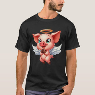 Pig angel with wings and halo on the farm T-Shirt