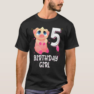 Pig Animal  5th Birthday Girl B Day 5 Years Old T-Shirt