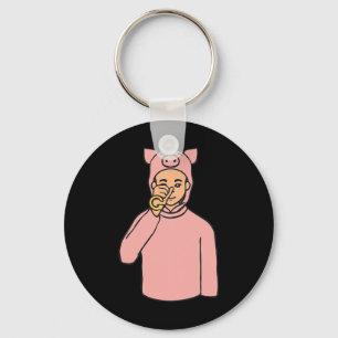 Pig Animal ASL Hand Gesture Deaf Hearing Loss Awar Key Ring