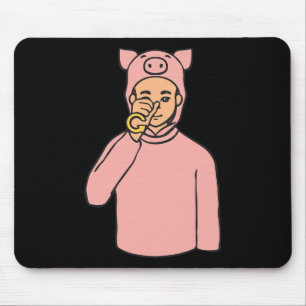Pig Animal ASL Hand Gesture Deaf Hearing Loss Awar Mouse Mat