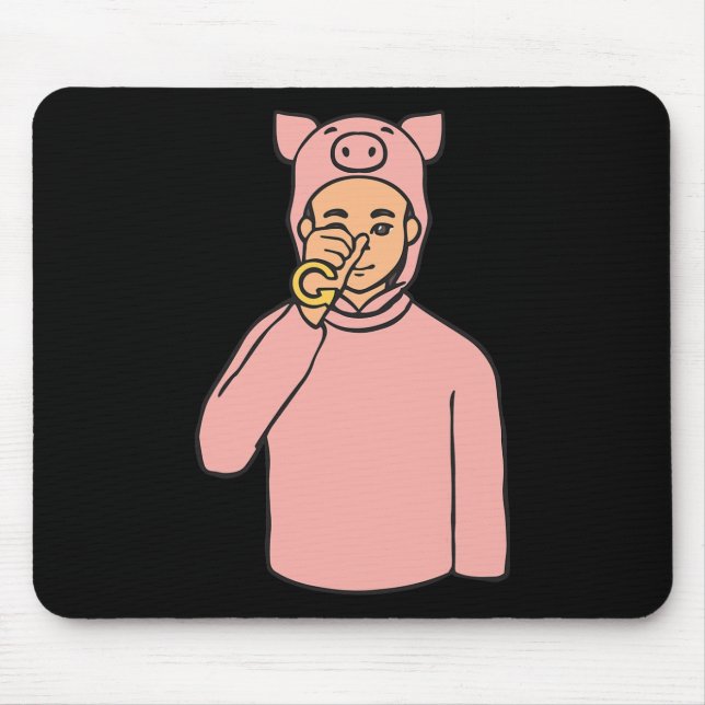 Pig Animal ASL Hand Gesture Deaf Hearing Loss Awar Mouse Mat (Front)