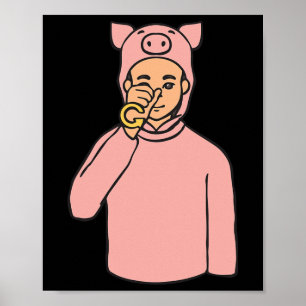 Pig Animal ASL Hand Gesture Deaf Hearing Loss Awar Poster