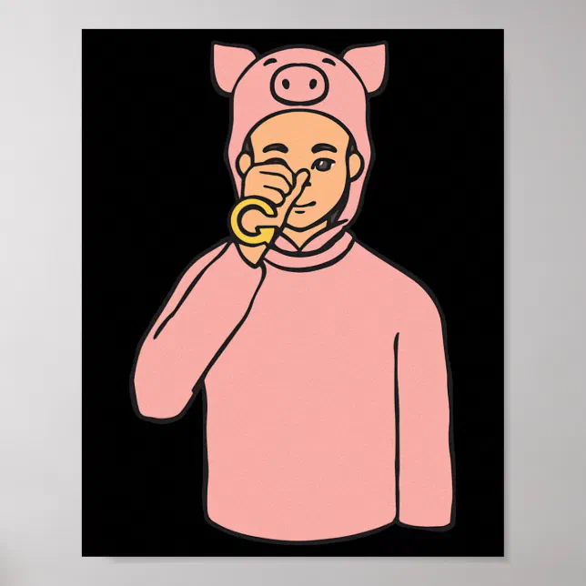 Pig Animal ASL Hand Gesture Deaf Hearing Loss Awar Poster | Zazzle