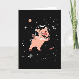 Pig Animals In Space Card