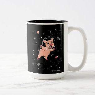 Pig Animals In Space Two-Tone Coffee Mug
