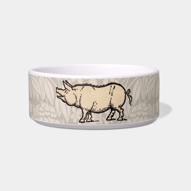 Pig Antique Piggy Cute Vintage Illustration Bowl (Front)