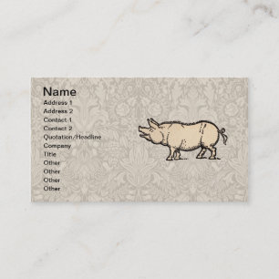 Pig Antique Piggy Cute Vintage Illustration Business Card