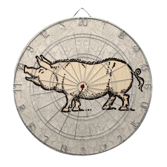 Pig Antique Piggy Cute Vintage Illustration Dartboard (Front)
