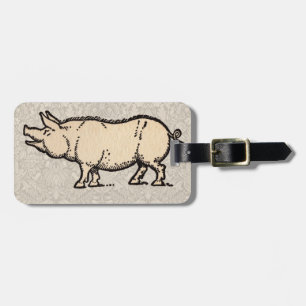 Pig Antique Piggy Cute Vintage Luggage Tag