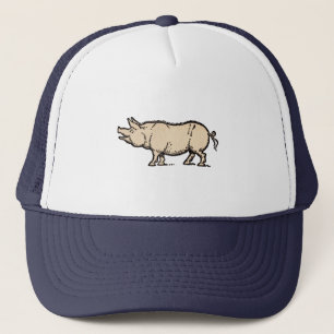 Pig Antique Piggy Cute Vintage Trucker Hat
