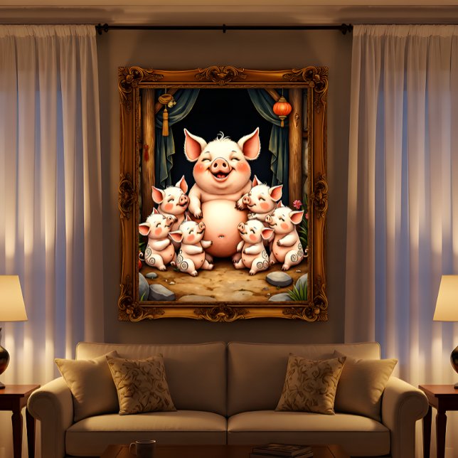  Pig Art – Mother & Piglets Poster (Creator Uploaded)