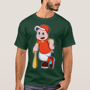 Pig as Batter at Baseball Cap T-Shirt