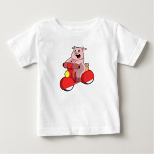 Pig as Biker with Scooter Baby T-Shirt