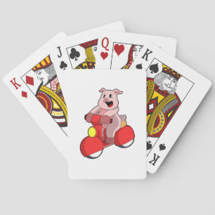 Pig as Biker with Scooter Playing Cards