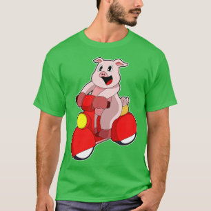 Pig as Biker with Scooter T-Shirt