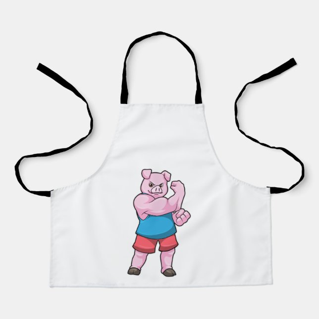 Pig as Bodybuilder with big Upper arm Apron (Front)
