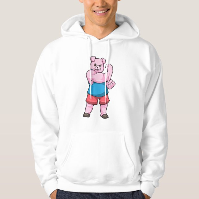 Pig as Bodybuilder with big Upper arm Hoodie (Front)