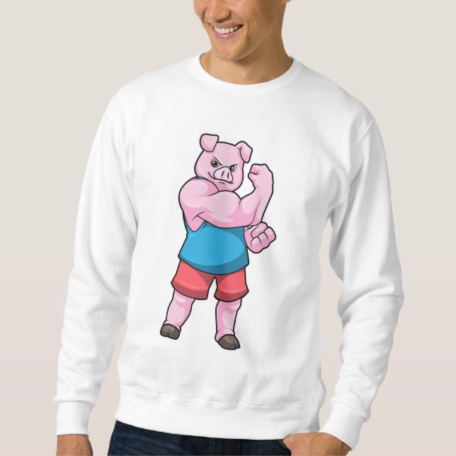 Pig as Bodybuilder with big Upper arm Sweatshirt (Front)