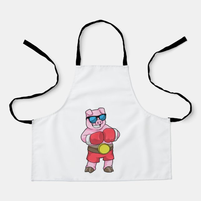 Pig as Boxer with Boxing gloves Apron (Front)