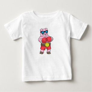 Pig as Boxer with Boxing gloves Baby T-Shirt