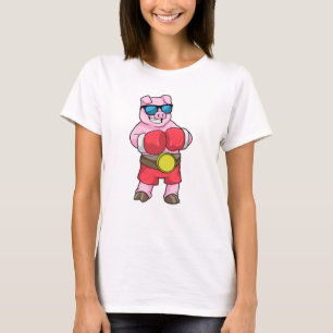 Pig as Boxer with Boxing gloves T-Shirt