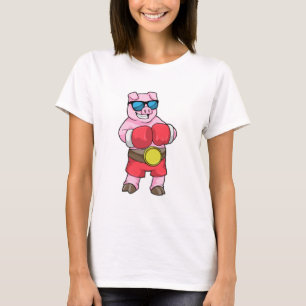 Pig as Boxer with Boxing gloves T-Shirt
