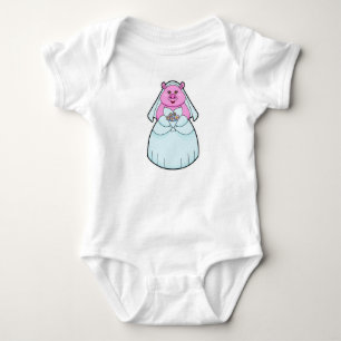 Pig as Bride with Veil Baby Bodysuit