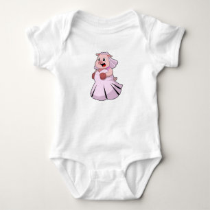 Pig as Bride with Wedding dress.PNG Baby Bodysuit