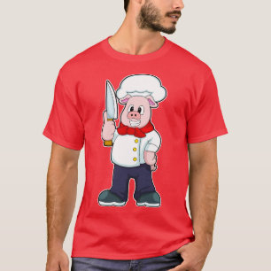 Pig as Butcher with Knife T-Shirt